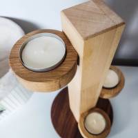 Teelichthalter für 4 Teelichter aus Holz | Holzdekoration für Kerzen aus Massivholz | Nussholz, Ahorn und Eiche Bild 6