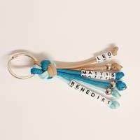 Schlüsselanhänger mit Wunschtext und Perlen , Wunschfarben, Schlüsselanhänger mit Name, Wunschtexte Bild 1