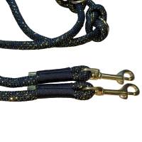 Hundeleine und Halsband Set, beides verstellbar, schwarz, gold, Leder und Schnalle, 10 mm Stärke Bild 5