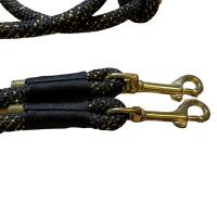 Hundeleine und Halsband Set, beides verstellbar, schwarz, gold, Leder und Schnalle, 10 mm Stärke Bild 6