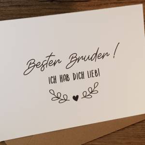 Bester Bruder minimalistische Karte - Geschenkkarte Lieblingssbruder - Geschenk Bruderherz Klappkarte -Ich hab dich lieb Bild 2
