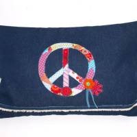 Kissenbezug 40x60 cm Jeans Peace Deko Kissenhülle handgemacht Bild 1