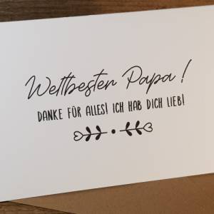 Bester Papa minimalistische Karte - Geschenkkarte Lieblingspapa - Geschenk weltbester Papa Dankeskarte - Ich hab Dich li Bild 2