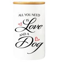 XL Porzellan Leckerlidose ALL YOU NEED IS LOVE AND A DOG - 950 ml Bild 1