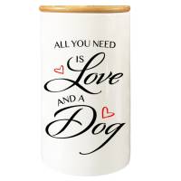 XL Porzellan Leckerlidose ALL YOU NEED IS LOVE AND A DOG - 950 ml Bild 2