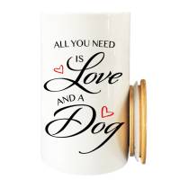 XL Porzellan Leckerlidose ALL YOU NEED IS LOVE AND A DOG - 950 ml Bild 3