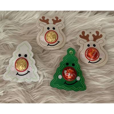 Stickdatei Weihnachten Schoko Nase Rentier & Tanne 10x10 Set774 Maschinenstickerei mit Anleitung