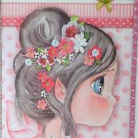 Bild Mädchen mit Blumenkranz Kinderzimmer Wanddekoration Decoupage auf Leinwand Bild 3