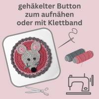 Maus Aufnäher 10,5 cm, gehäkelter Button, Applikation für Kinder, Schultüte Klettie Bild 6
