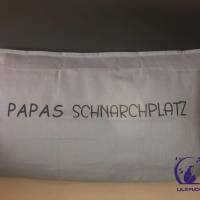 Kissen "Papas Schnarchplatz" , Kissenbezug bedruckt, Geschenk, Baumwolle Bild 1