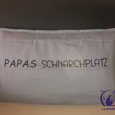 Kissen "Papas Schnarchplatz" , Kissenbezug bedruckt, Geschenk, Baumwolle