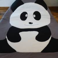 Krabbeldecke Patchwork mit appliziertem Panda Bild 1