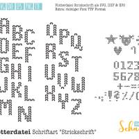 Strick Schrift Plottbare Schrift SVG DXF und echter TTF Font im Strickdesign Bild 2