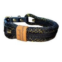 Hundehalsband, verstellbar, schwarz, gold, Leder und Schnalle Bild 1