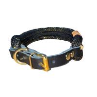 Hundehalsband, verstellbar, schwarz, gold, Leder und Schnalle Bild 5