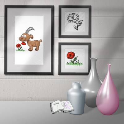 Digiset und Plott Steinbock mit Mohn