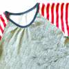 Shirt langärmlig 98 / 104, grau rot weiß Mustermix, Upcycling-Langarmshirt, Mädchentop, Unikat Bild 4
