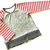 Shirt langärmlig 98 / 104, grau rot weiß Mustermix, Upcycling-Langarmshirt, Mädchentop, Unikat Bild 5