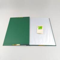 Mappe mit DIN A4 Klarsichthüllen, grün, Buchschrauben, selbstgemachtes Buntpapier Bild 6