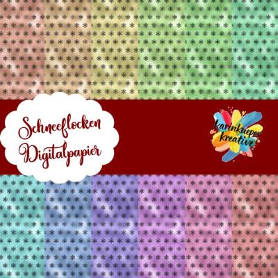 DSP Schneeflocken Digitalpapier – 12 Farben Weihnachten Scrapbooking Download