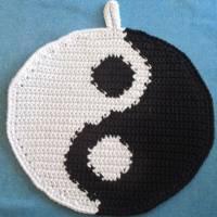 Topflappen "Yin und Yang", gehäkelt, Baumwolle Bild 1