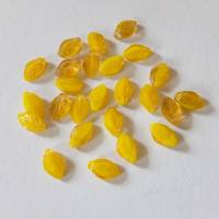 30 Glasperlen, Blätter gelb marmoriert, 12x7 mm Bild 1
