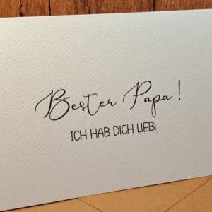 Bester Papa minimalistische Karte - Geschenkkarte Lieblingspapa -Geschenk weltbester Papa Dankeskarte -Ich hab Dich lieb Bild 1