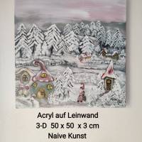 Acrylmalerei "Im Wichtelwald" 3-D-Leinwand 50x50cm Bild 1