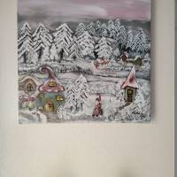 Acrylmalerei "Im Wichtelwald" 3-D-Leinwand 50x50cm Bild 9