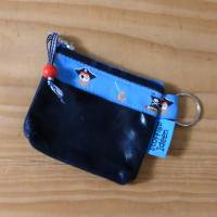 kleiner Geldbeutel m.Schlüsselring, aus echtem Glattleder,  dunkelblau mit Webband "Pirat" Bild 1