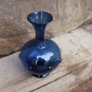 filigrane Vase Blau Glas mundgeblasen Lauscha 60er Jahre Vintage DDR Bild 3