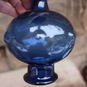 filigrane Vase Blau Glas mundgeblasen Lauscha 60er Jahre Vintage DDR Bild 6