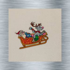 Stickdatei Fliegender Weihnachtsmann Bunt - 13 x 18 Rahmen - Weihnachtsstickerei, weihnachtliche Stickdatei Bild 1