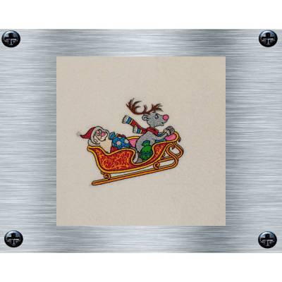 Stickdatei Fliegender Weihnachtsmann Bunt - 13 x 18 Rahmen - Weihnachtsstickerei, weihnachtliche Stickdatei