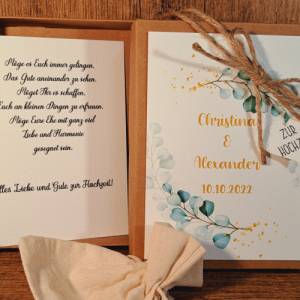 Geschenkverpackung zur Hochzeit, Geldgeschenk mit Namen und Datum, Personalisiertes Hochzeitgeschenk, Brautpaar Geschenk Bild 1