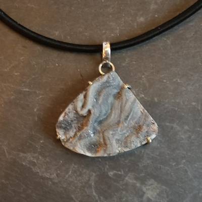 Seidenband-Kette mit Wüstenrose/Sandrose Sterlingsilber