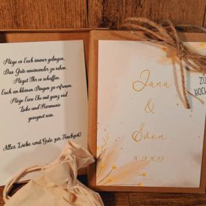 Personalisiertes Hochzeitgeschenk, Geldgeschenk zur Hochzeit mit Namen und Datum, Geschenkverpackung Brautpaar, Geschenk Bild 1