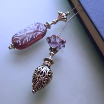 Jugendstil Lesezeichen violett silber, Buch Geschenk Art Deco