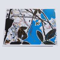 Grußkartenset handgemacht mit Naturmotiven in Blau- und Grünschwarz Bild 2