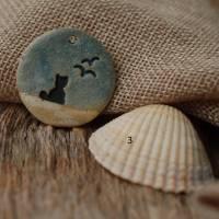 Hund am Strand - Katze am Meer - Maritime Keramik-Kette an Baumwollband Bild 8