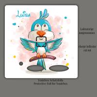 Toniebox Schutzfolie mit Namen | Personalisierter Kratzschutz für Toniebox mit Namen und Vogel Bild 1