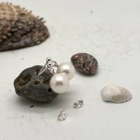 Abendlicher Perlenschmuck: Ohrhänger rund 9,5 mm an Silberstecker mit baumelnden Perlen Bild 3