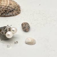 Abendlicher Perlenschmuck: Ohrhänger rund 9,5 mm an Silberstecker mit baumelnden Perlen Bild 5