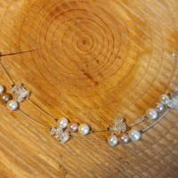 Zweisträngige Halskette Zuchtperlen u. Bergkristall Bild 2
