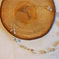 Zweisträngige Halskette Zuchtperlen u. Bergkristall Bild 3