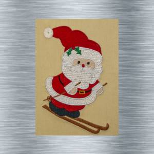 Stickdatei Weihnachtsmann auf Ski - 4 Größen ab 10 x 10 cm - Weihnachtliche Stickmotive, Weihnachtsmotiv Bild 1