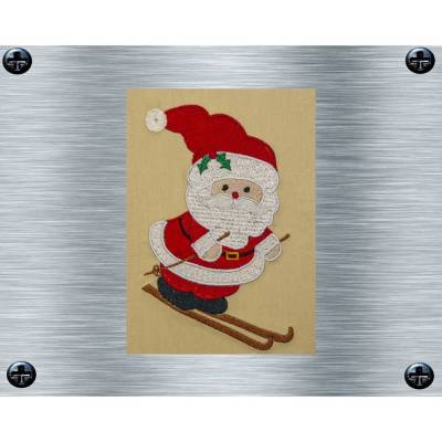 Stickdatei Weihnachtsmann auf Ski - 4 Größen ab 10 x 10 cm - Weihnachtliche Stickmotive, Weihnachtsmotiv
