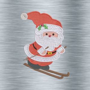 Stickdatei Weihnachtsmann auf Ski - 4 Größen ab 10 x 10 cm - Weihnachtliche Stickmotive, Weihnachtsmotiv Bild 2