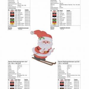Stickdatei Weihnachtsmann auf Ski - 4 Größen ab 10 x 10 cm - Weihnachtliche Stickmotive, Weihnachtsmotiv Bild 4