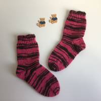 Kindersocken Größe 21 handgestrickte Wollsocken , pink/braun, Socken für Kleinkinder Bild 2